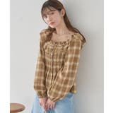 チェックシャーリングブラウス | earth music&ecology  | 詳細画像7 