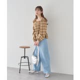 チェックシャーリングブラウス | earth music&ecology  | 詳細画像9 