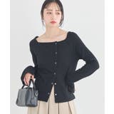 ブラック | アシメ釦ツイストテレコカットソー | earth music&ecology