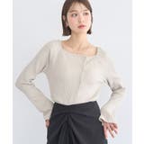 ベージュ | アシメ釦ツイストテレコカットソー | earth music&ecology