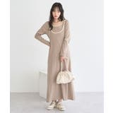 ベージュ | 【2点SET】レイヤードバイカラーカットワンピース | earth music&ecology 