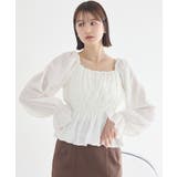 オフホワイト | バルーンヘムブラウス | earth music&ecology 