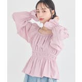 ピンク | バルーンヘムブラウス | earth music&ecology 