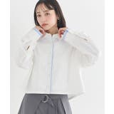 オフホワイト | パイピングショートシャツ | earth music&ecology 