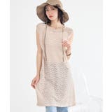 ベージュ | レースギャザーワンピース | earth music&ecology 