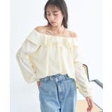 アイボリー | 2wayオフショルバルーンヘムフリルブラウス | earth music&ecology 