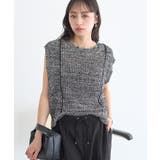 ブラック | 配色ラインMIXニットベスト | earth music&ecology 