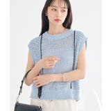 ブルー | 配色ラインMIXニットベスト | earth music&ecology 