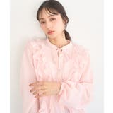 ピンク | フリルリボンブラウス | earth music&ecology 