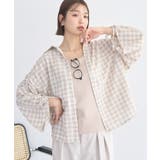 ライトベージュ | シャーリングスリーブチェックシャツ | earth music&ecology 