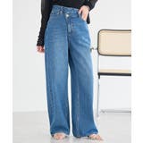 ミディアムインディゴ | ウエストアシメデニムパンツ | earth music&ecology 