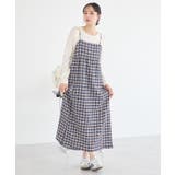 シャーリングラメチェックキャミワンピース | earth music&ecology  | 詳細画像1 