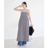 シャーリングラメチェックキャミワンピース | earth music&ecology  | 詳細画像9 