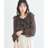 ブラウン | シアーチェック2wayオフショルブラウス | earth music&ecology 