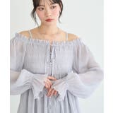 ライトグレー | シャーリングフリルオフショルブラウス | earth music&ecology 