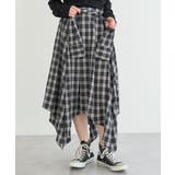 ブラック | イレヘムチェックシャツライクスカート | earth music&ecology 