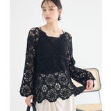 ブラック | クロシェ風プルオーバー | earth music&ecology 