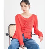 レッド | シアーワッフルタックボタントップス | earth music&ecology 