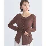 ブラウン | シアーワッフルタックボタントップス | earth music&ecology 