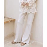 ライトベージュ | セルフカットリブフレアパンツ | earth music&ecology 