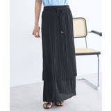 ブラック | プリーツレイヤードライクスカート | earth music&ecology 