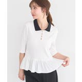 アイボリー | ダブル衿ペプラムプルオーバー | earth music&ecology 