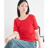 レッド | レイヤードライクバイカラープルオーバー | earth music&ecology 