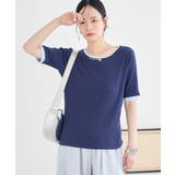 ネイビー | レイヤードライクバイカラープルオーバー | earth music&ecology 