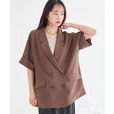 【セットアップ対応】リネンライクダブルジャケット | earth music&ecology  | 詳細画像1 