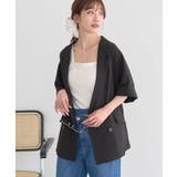 ブラック | 【セットアップ対応】リネンライクダブルジャケット | earth music&ecology 