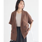 ブラウン | 【セットアップ対応】リネンライクダブルジャケット | earth music&ecology 