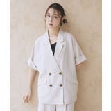 ストライプアイボリー | 【セットアップ対応】リネンライクダブルジャケット | earth music&ecology 