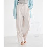 ストライプアイボリー | 【セットアップ対応】リネンライクリラックスパンツ | earth music&ecology 