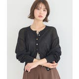 ブラック | 【接触冷感】ボタンアソートクルーネックカーディガン | earth music&ecology 