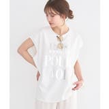 オフホワイト | フレンチスリーブプリントTシャツ | earth music&ecology