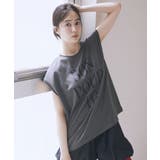 チャコールグレー | フレンチスリーブプリントTシャツ | earth music&ecology