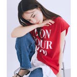 レッド | フレンチスリーブプリントTシャツ | earth music&ecology
