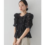 【前後2WAY】フラワー刺繍シャーリングブラウス | earth music&ecology | 詳細画像14