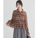 ブラウン | シャーリングチェックシャツ | earth music&ecology