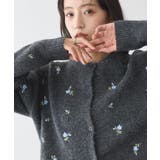 フラワー刺繍クルーネックカーディガン | earth music&ecology  | 詳細画像1 
