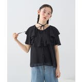 チョーカー付き楊柳ラッフルブラウス | earth music&ecology | 詳細画像9