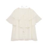 オフホワイト | チョーカー付き楊柳ラッフルブラウス | earth music&ecology