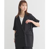 ブラック | 半袖サイドドロストジャケット | earth music&ecology 