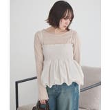 ベージュ | ラメテレコボートネックプルオーバー | earth music&ecology 