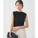 ブラック | ランダムリブボトルネックノースリーブニット | earth music&ecology