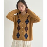 襟付きアーガイルニットカーディガン | earth music&ecology  | 詳細画像1 