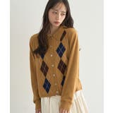 襟付きアーガイルニットカーディガン | earth music&ecology  | 詳細画像11 