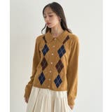 襟付きアーガイルニットカーディガン | earth music&ecology  | 詳細画像12 