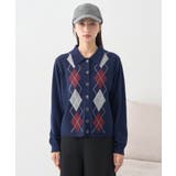 襟付きアーガイルニットカーディガン | earth music&ecology  | 詳細画像21 