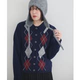 襟付きアーガイルニットカーディガン | earth music&ecology  | 詳細画像9 